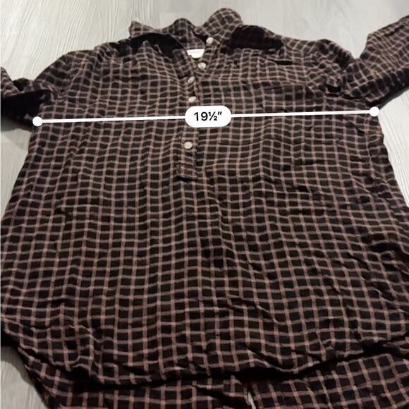 Beach Lunch Lounge Black & Coral Long Sleeve Half Button‎ Down Shirt Size S - Picture 8 of 9